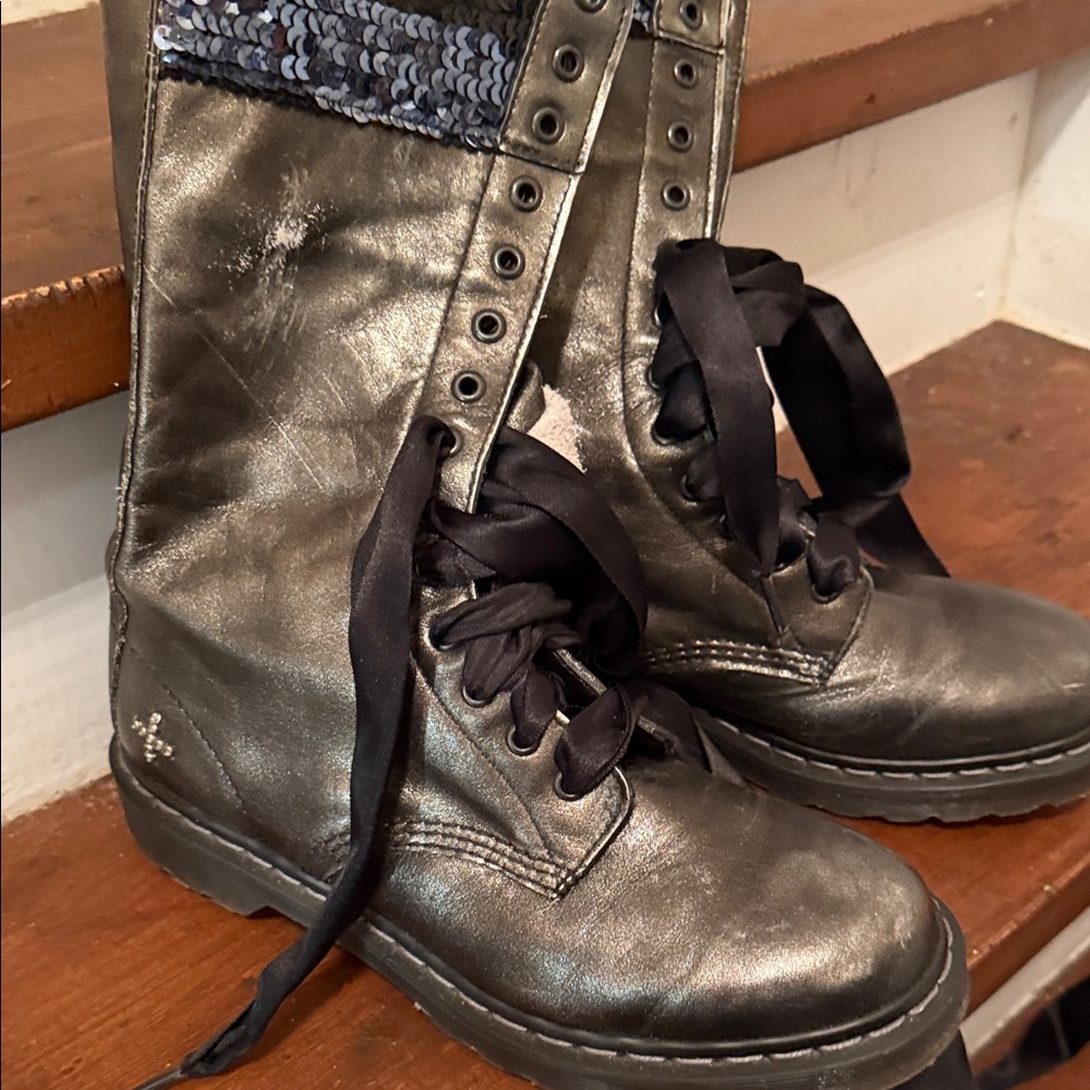 Dr. Martens Metallic Black Combat Boots